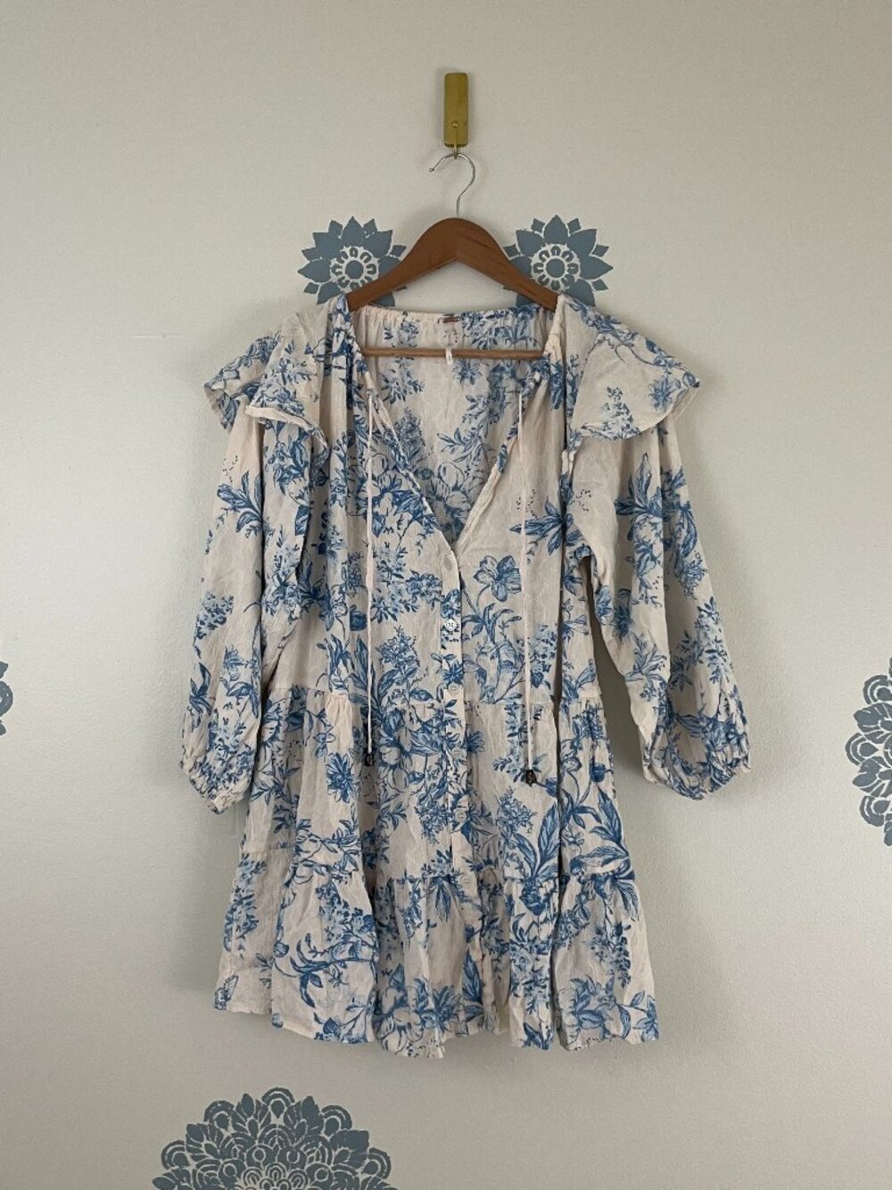 Free People Sunbaked Swing Floral Mini Dress in Tea Combo Size XS